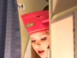 Voluptuous stewardess gets fresh sperma aboard