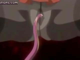 Hentai si rambut perang fucked oleh tentacles