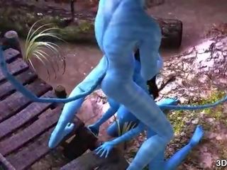 Avatar 孩兒 肛門 性交 由 巨大 藍色 putz