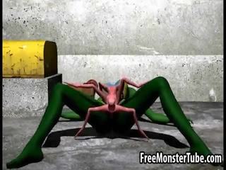 3d tekenfilm buitenaards honing krijgen geneukt hard door een spider