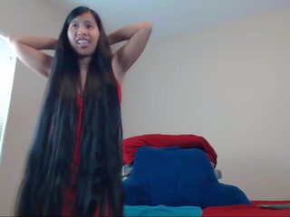 Skjønn lang haired asiatisk striptease og hairplay: hd xxx film 6a